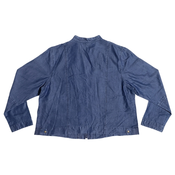 Kate Hill Womens Patong Beach Plus Size Full Zip Tencel Jacket Denim Blue 2X NWT - Picture 5 of 7